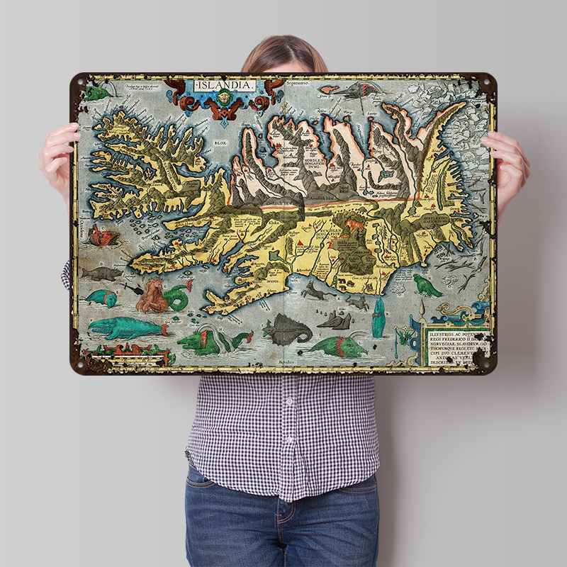 Gaming Accessories Europe - Kaart van IJsland Metalen Poster Aangepaste