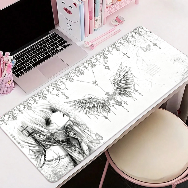 Gaming Accessories For Pc - Leren muismat Zwart Wit Anime Esthetiek