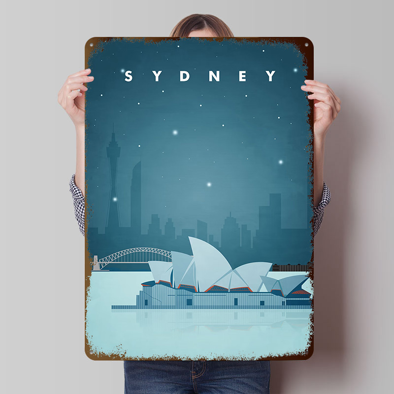 Gaming Accessories Europe - Sydney Travel Poster Aangepaste vintage metalen