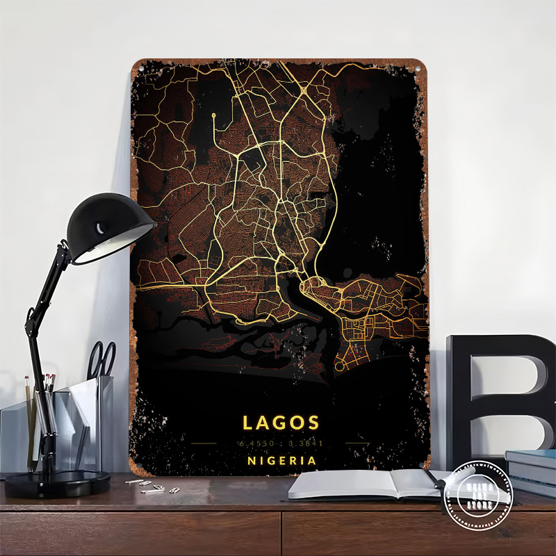 Lagos City Map Poster Aangepas - Gaming Accessories Europe recensie en prijs